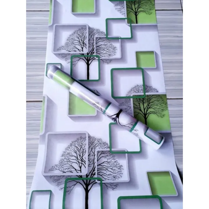 SQUARE WARM GREEN WALLPAPER STICKER DESIGN 10meters*45cm Lazada PH