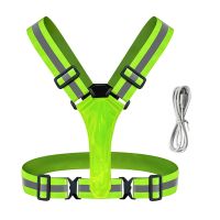 High Visibility Motorcycle Reflective Vest Night Running Work Elastic Cycling USB Rechargeable Safety Lightweight LED Light