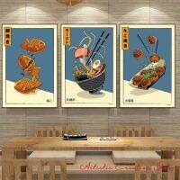 โปสเตอร์อาหารสุดพิเศษของญี่ปุ่นราเม็งทาโกะยากิภาพติดผนังพิมพ์ลายผ้าใบลายการ์ตูนสำหรับห้องนั่งเล่นห้องครัวการตกแต่งบ้านห้อง