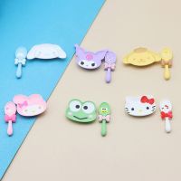 Doll house kitchen accessories mini small plate spoon cute cartoon tableware