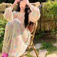 Garden series of gentle wind heavy pressure plait fairy round collar lantern sleeve dress dress