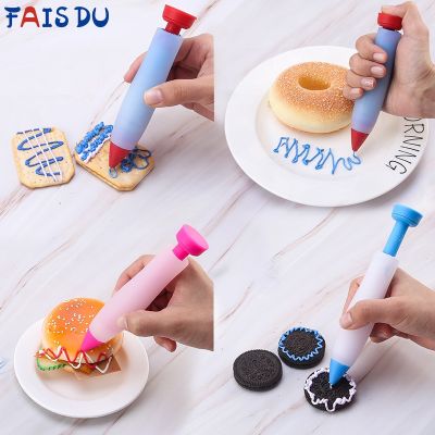 【CC】۩▧☋  FAIS DU 4 Color Silicone Food Writing Decorating Cookie Icing Pastry Nozzles for Personalized
