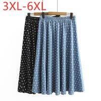 【CW】 New 2021 Ladies Size Skirt Large Loose A-line Cotton Dot Pleated Skirts 3XL 4XL 5XL 6XL