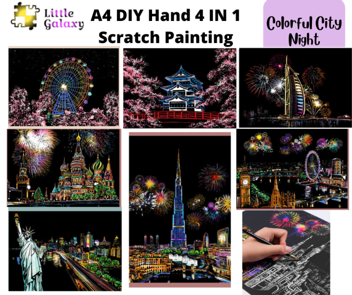 Colorful City Series City Night Scene Scratch Paintings Landscape Scratch  Paintings Around the World Creative Birthday