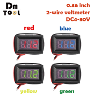 เครื่องวัดแรงดันไฟฟ้า2สาย0.36 "DC4-30V Digital Voltmeter Gauge Tester จอแสดงผล LED Panel Mount Car Motorcycle B-Attery Monitor