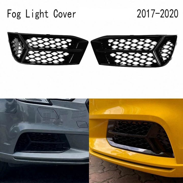 2PCS Honeycomb Fog Light Grille Barbecue Cover Fog Light Cover Front Mesh Honeycomb Car Replacement Parts For Audi A3 2017-2020