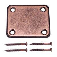 4-Hole Red Copper Bending Electric Guitar Bass Neck Connecting Plate for ST Handle Strength Plate with 4 Screws