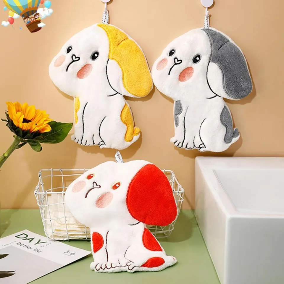 Set Of 6 Cute Animal Shaped Hand Towels - Absorbent Hanging