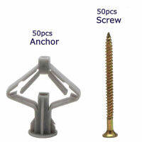 Drywall Anchors-Hollow Wall Anchors Kit 50ชุดสำหรับการติดตั้งแผ่นยิปซั่มผ้าม่าน,ท่อขยายเครื่องบิน-เจาะตัวเอง