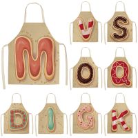 1Pcs Letter Pattern Kitchen Apron Sleeveless Cotton Linen Kids Aprons For Cooking Baking bbq Home Cleaning Tools 55x68cm Aprons