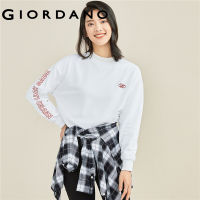 Giordano ผู้หญิง เสื้อสเวตเตอร์คอกลมหลวมธีมมหาวิทยาลัยเยาวชน 13391761