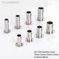 ✢ 2Pcs 201 304 Stainless Steel 60mm 80mm High Tall Flange Holder Bracket Closet Rod Wall Floor 19mm 22mm 25mm 32mm Tube