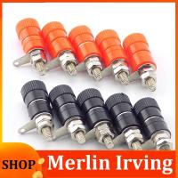 Merlin Irving Shop 50pcs 4mm Banana Plugs Connector Jack Plug Socket Nickel Plated Binding Post Nut Red Black DIY Banana Adapter Plug