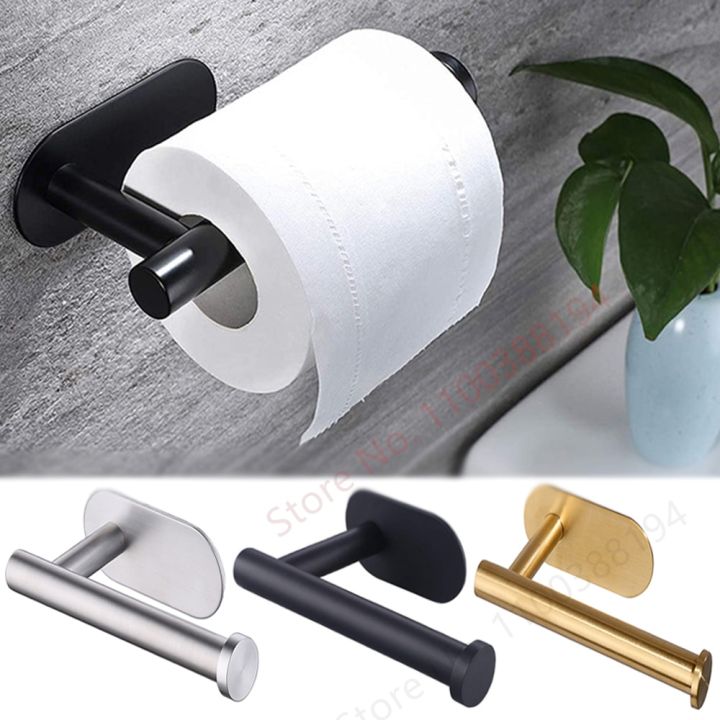 Paper Towel Holder Self Adhesive /Drilling Wall Mount SUS304 Stainless  Steel Blk