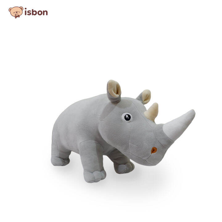 Boneka Badak Rhino Bercula Satu Khas Jawa Warna Abu Abu Bahan Premium