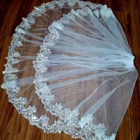 Real luxury shiny 2 layers veil sequin diamond wedding accessories 2023 white new short veil with hair comb Hair Accessories