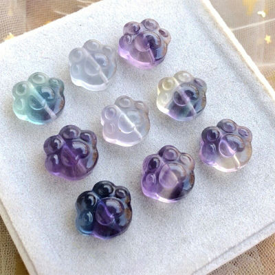 Fluorite ธรรมชาติแมว Claw สร้อยข้อมือเครื่องประดับอัญมณีน่ารักและประณีต DIY อุปกรณ์เสริมคริสตัลเครื่องประดับขนาดเล็ก Lucky Transfer หิน Perforated การจัดส่งแบบสุ่มกรงเล็บแมวน่ารัก (การจัดส่งแบบสุ่ม)