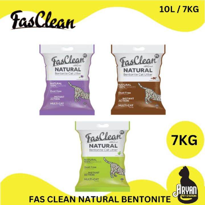(7KG) Fas Clean Natural Bentonite Litter 10L/7KG Lazada