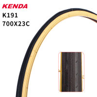 KENDA 700C จักรยานถนนยาง700x23C เบา110PSI ย้อนยุคสีเหลืองด้านจักรยานยาง