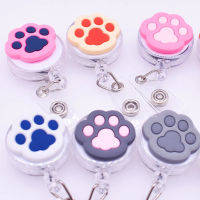 MEIWEI Lovely PVC Badge Holder Clip Doctors Students Retractable Badge Holder ID Card Holder Name Card Holder Cartoon Cat Paw