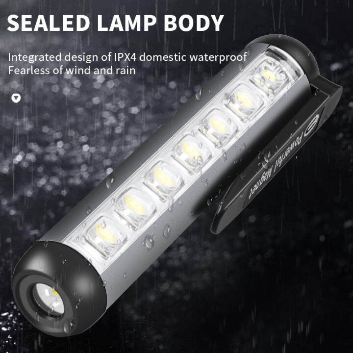 mini-led-flashlight-xpe-cob-lamp-beads-ultra-bright-torch-with-clip-magnet-work-light-waterproof-usb-rechargeable-flashlight