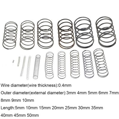 10PCS 0.4*3 4 5 6 7 8 9 10mm*5-50mm Spring Steel Small Compression Release Mechanical Return Spring Pressure Spring OD 3mm 4mm Electrical Connectors