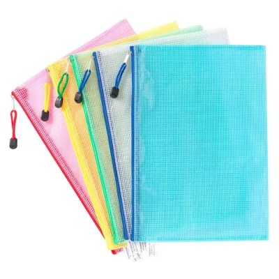 Pencil Eraser Case Storage Bags School Office Supplies Mesh Zip File Folders Zipper Pouch