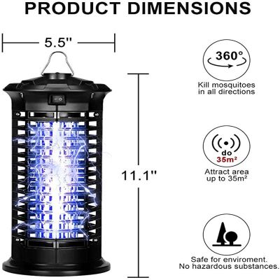 โคมไฟฆ่ายุงไฟฟ้าช็อต 11W เครื่องฆ่ายุงในสวนกลางแจ้งที่ใช้ในครัวเรือน UV โฟโตคาทาลิสต์ 110-220V เครื่องจับแมลง .