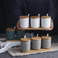 Nordic Ceramic Three-Piece Creative Spice Jar Spice Box Set Kitchen Household Salt Shaker Sugar Bowl Spice Rack Gadget Set