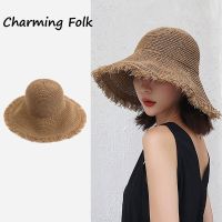 【CC】 2021 NEW Hat summer straw hat folding outdoor sunshade furry edge hollowed beach hats women fashion elegante cap