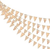 3M Multi Color Champagne Gold Birthday Party Paper Triangle Banner Garland For Girl Boy Baby Shower Flag Hanging Room Decoration