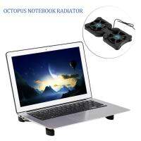 LALOVE USB Double Fans Port Mini Portable Octopus Notebook Fan Cooler Cooling Pad For 14 inch Laptop with LED Light black