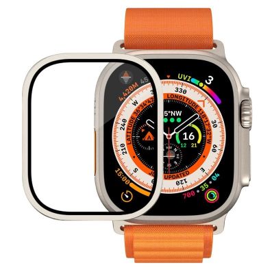 ✹☫ กรอบโลหะฟิล์มกระจกนิรภัยสำหรับ iWatch Apple Watch Ultra 49 มม. อลูมิเนียมอัลลอยด์กันชนป้องกันหน้าจอฝาครอบสายรัดข้อมือ