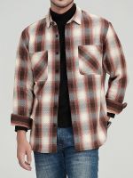 Germusch 2023 autumn pure cotton flannel shirt mens warm long-sleeved casual shirt large size loose jacket for men 【SSY】