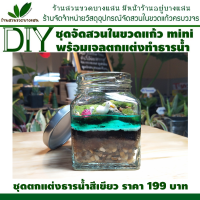 สวนขวด ชุดจัดสวนในขวดแก้ว DIY ไซต์ MINI 199 บาท ชุดตกแต่งธารน้ำสีเขียว