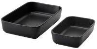 LYCKAD Oven/serving dish set of 2, dark grey (ลิคกัด จานอบ/จานเสิร์ฟ ชุด 2 ชิ้น, เทาเข้ม )