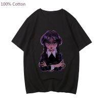 Mens Large T-shirt Wednesday Addams Horror Comedy Tshirts Men Mangacomic Tshirts Cotton T Shirts Cartoon Sense Of