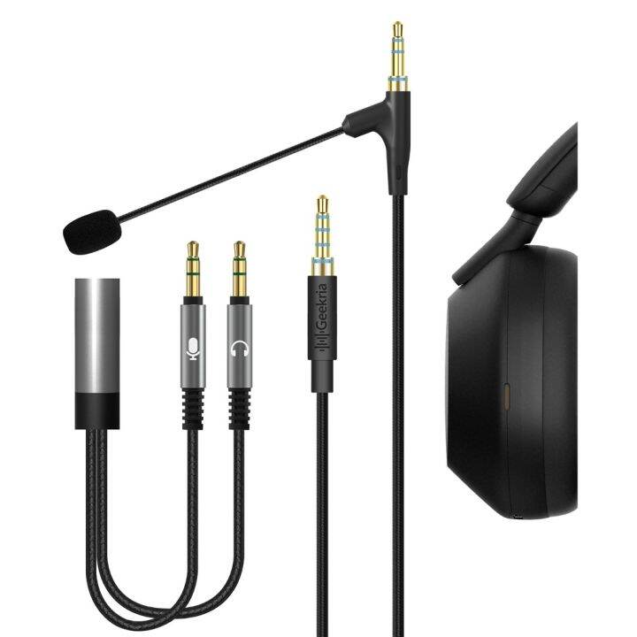 Geekria Headphone Cable with Boom Mic for Sony WH1000XM5 WH1000XM4 WH1000XM3 Headphones 3.5mm
