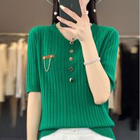 2023 Spring Womens Short Sleeve Cashmere Short Sleeve Sweater Short Sleeve T-shirt Pullover Short Sleeve Knitted Short Sleeve