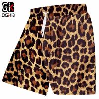 Summer Mens Surf Leopard Print 3D Casual Loose Unisex Beach Shorts