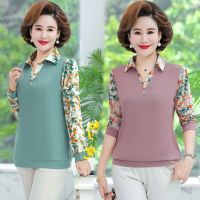 ☈ The new spring and autumn 2022 middle-aged mother show thin coat T-shirt POLO brought big yards loose top female