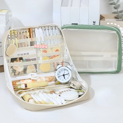 ☑ Transparent Pencil Bag Stationery Case Pencil Pouch Aesthetic Large Capacity Pen Case Girl Zipper Storage Case School Supplies