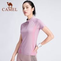 Camel เสื้อยืดคอกลม แขนสั้น แบบแห้งเร็ว แขนห้าส่วน สไตล์สปอร์ต สําหรับผู้หญิง 5211028♣﹍❉