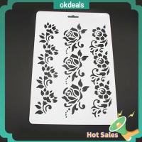 OKDEALS ตกแต่ง สมุดภาพ พลาสติก จิตรกรรม ฉลุลายฉลุ ดอกไม้ บัตรกระดาษ