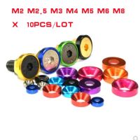 【CW】 10pcs M2 M2.5 M3 M4 M5 M6 m8 Aluminum Colourful Anodized Countersunk Head Bolt Washers Gasket