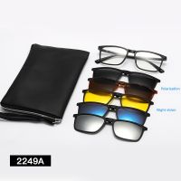 【hot】 6 In 1 Polarized Sunglasses Men Magnetic Clip Glasses Optical Prescription Eyeglass Frames 2249