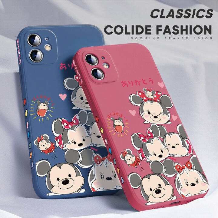 เคส-ggk-สำหรับ-realme-c30s-การ์ตูนน่ารักมิกกี้เมาส์มินี่เมาส์รูปแบบขอบสี่เหลี่ยมของเหลวปลอกซิลิโคนคลุมทั้งหมดกล้องเคสป้องกัน