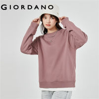 GIORDANO Women Sweatshirts Solid Color Exposed Seam Simple Basic Sweatshirts Crewneck Fashion Casual Loose Sweatshirts 05323791