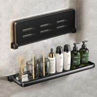 ┅ YUN JIE YA Black/Gun Grey/White Foldable Bathroom Shelves hanger Shower Storage Rack Wall-mounted Toilet Cosmetic Organizer for Shampoo Accessories