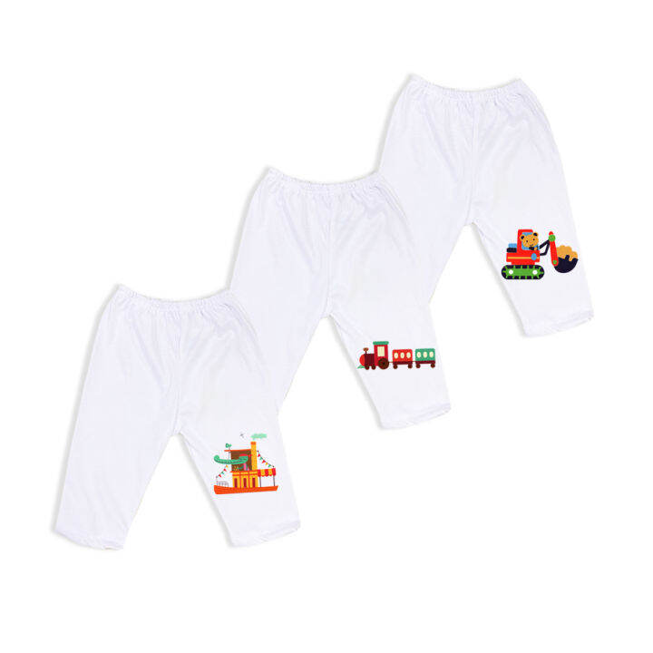 AJI Kids New Born Baby 3 pcs Babies "Cute Train" White Pajama for 012
